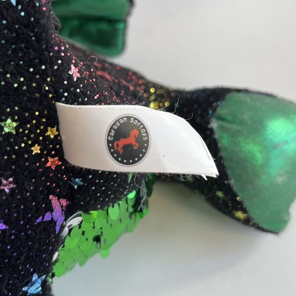 Caravan Softoys Green Drogo Dragon II Plush Colorful Stars Reversible Sequin 10" - Picture 12 of 13